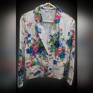 Ricki's White Blazer with Blue, Pink & Green Floral Print